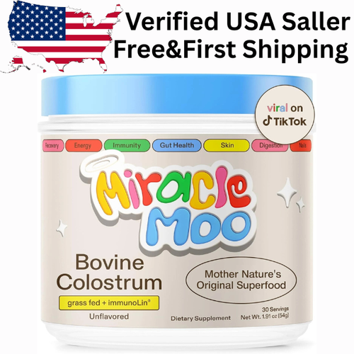 Miracle Moo Bovine Colostrum Supplement for Gut Health, Hair & Immune Support